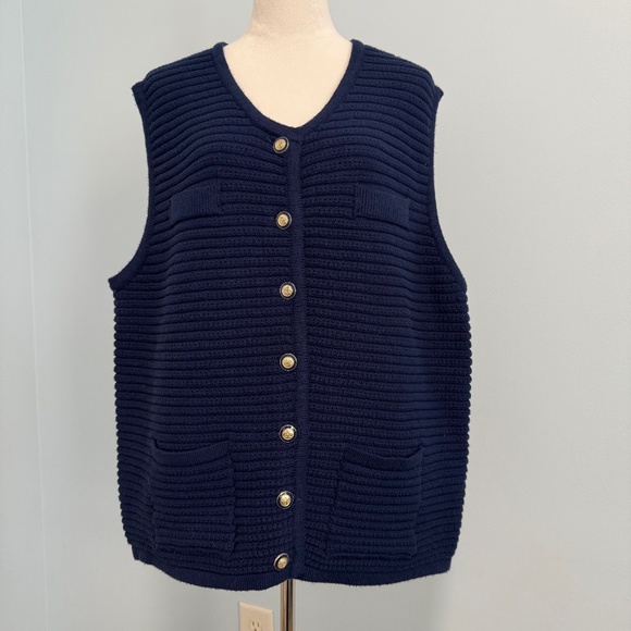 Joie Women’s Plus Button Down Knit Blue Cardigan Sweater Vest Size 2XL - Picture 1 of 8